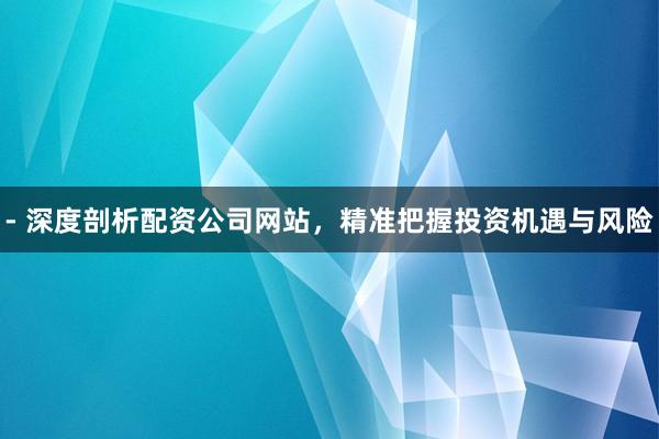 - 深度剖析配资公司网站，精准把握投资机遇与风险