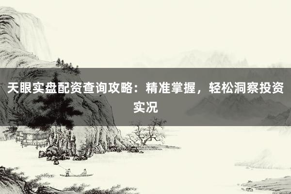 天眼实盘配资查询攻略：精准掌握，轻松洞察投资实况