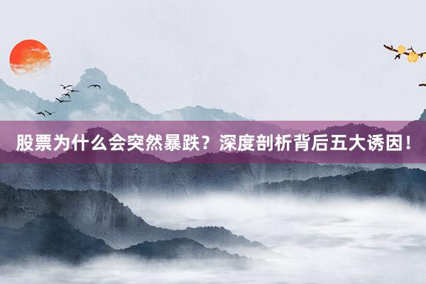 股票为什么会突然暴跌？深度剖析背后五大诱因！