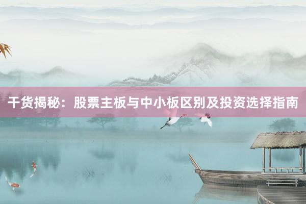 干货揭秘：股票主板与中小板区别及投资选择指南
