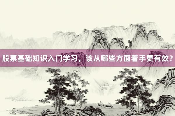 股票基础知识入门学习，该从哪些方面着手更有效？
