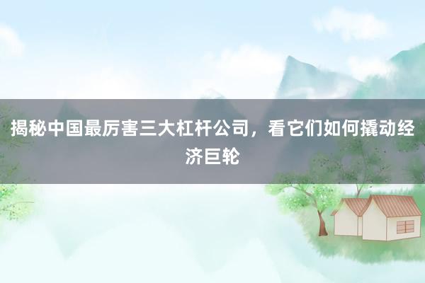 揭秘中国最厉害三大杠杆公司，看它们如何撬动经济巨轮