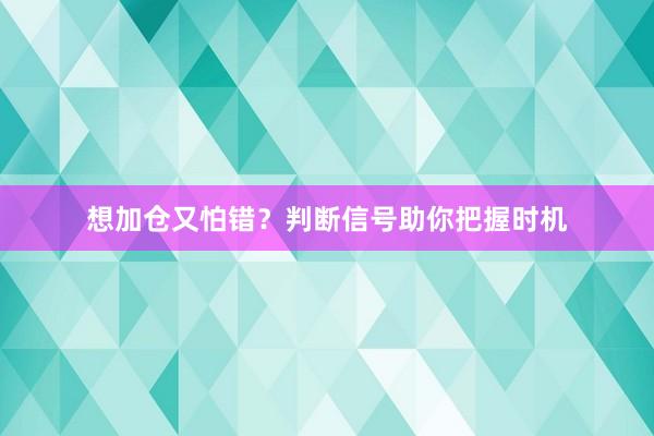 想加仓又怕错？判断信号助你把握时机