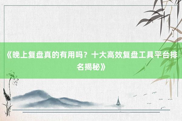 《晚上复盘真的有用吗？十大高效复盘工具平台排名揭秘》