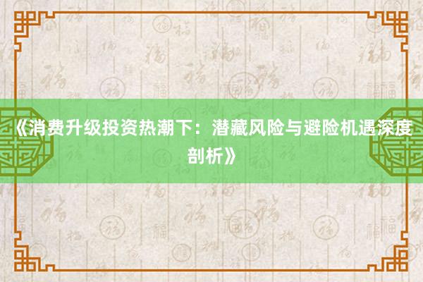 《消费升级投资热潮下：潜藏风险与避险机遇深度剖析》