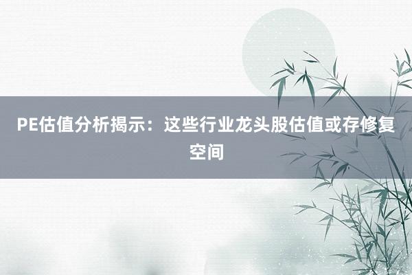 PE估值分析揭示：这些行业龙头股估值或存修复空间