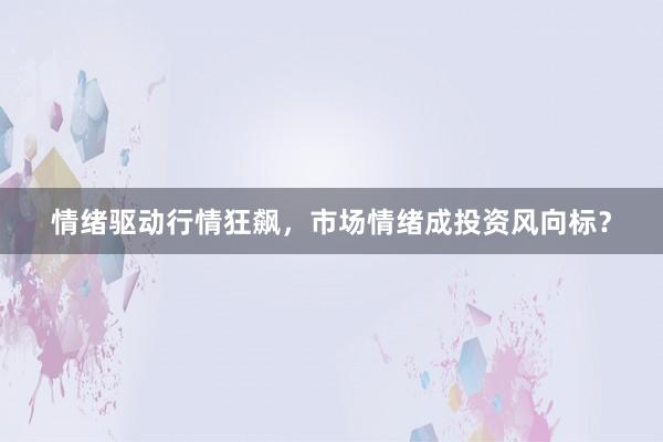 情绪驱动行情狂飙，市场情绪成投资风向标？