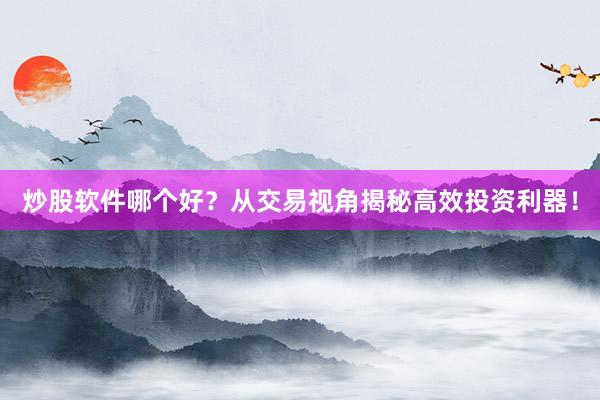 炒股软件哪个好？从交易视角揭秘高效投资利器！