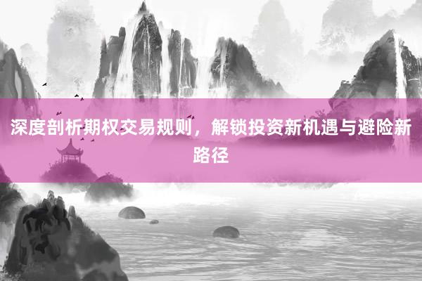 深度剖析期权交易规则，解锁投资新机遇与避险新路径