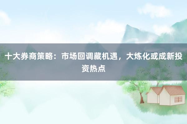 十大券商策略：市场回调藏机遇，大炼化或成新投资热点