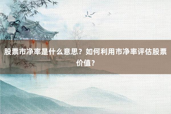 股票市净率是什么意思？如何利用市净率评估股票价值？