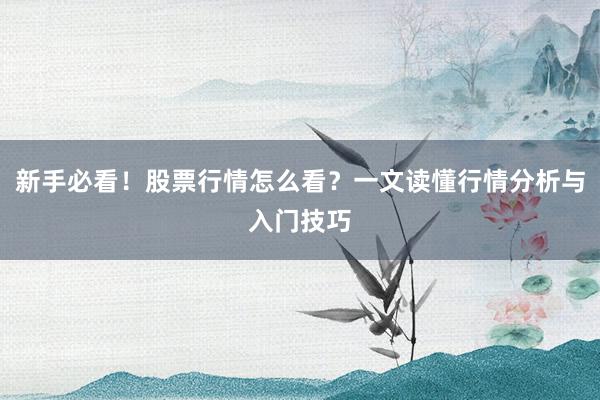 新手必看！股票行情怎么看？一文读懂行情分析与入门技巧