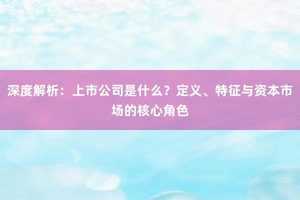 深度解析：上市公司是什么？定义、特征与资本市场的核心角色