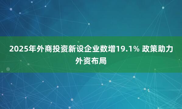 2025年外商投资新设企业数增19.1% 政策助力外资布局
