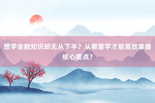 想学金融知识却无从下手？从哪里学才能高效掌握核心要点？