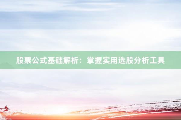 股票公式基础解析：掌握实用选股分析工具