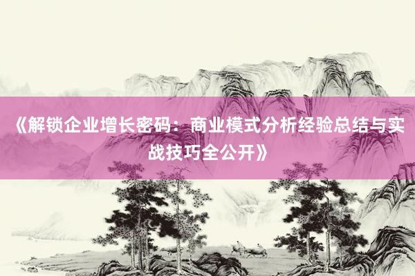 《解锁企业增长密码：商业模式分析经验总结与实战技巧全公开》