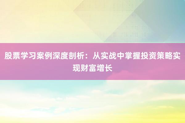 股票学习案例深度剖析：从实战中掌握投资策略实现财富增长