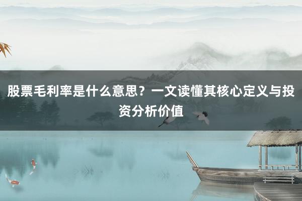 股票毛利率是什么意思？一文读懂其核心定义与投资分析价值