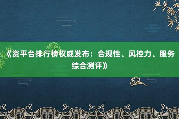 《资平台排行榜权威发布：合规性、风控力、服务综合测评》