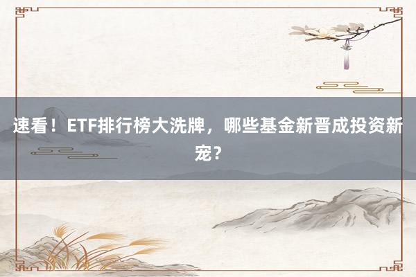 速看！ETF排行榜大洗牌，哪些基金新晋成投资新宠？